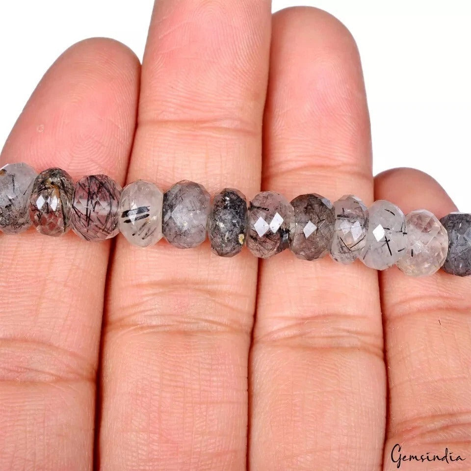 103.50 Cts Natural Rutile Quartz Round Beaded Stretchable Bracelet Jewelry~6.5"