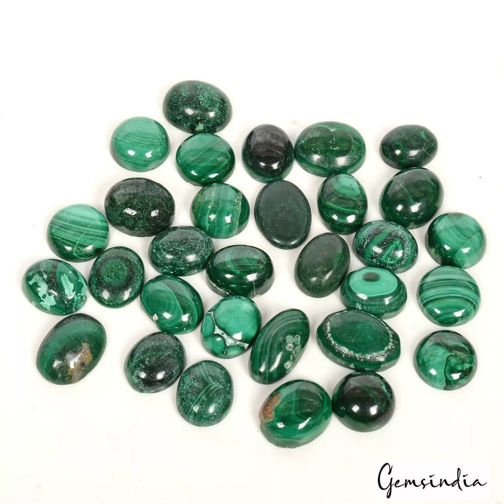 150 Cts/31 Pcs Natural Untreated Green Malachite Oval Cab Loose Gems For Jewelry