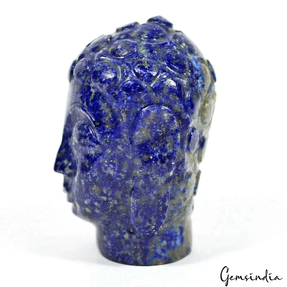615 Cts Natural Blue Lapis Lapis Gold Pyrite Buddha Head Hand Carved Huge Gems