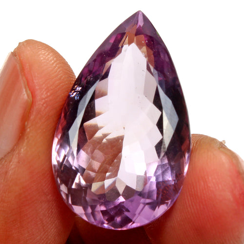 Amethyst Cabochon, Pear Faceted, Untreated — 28x18x13 mm, 37.30 Ct, Brazil