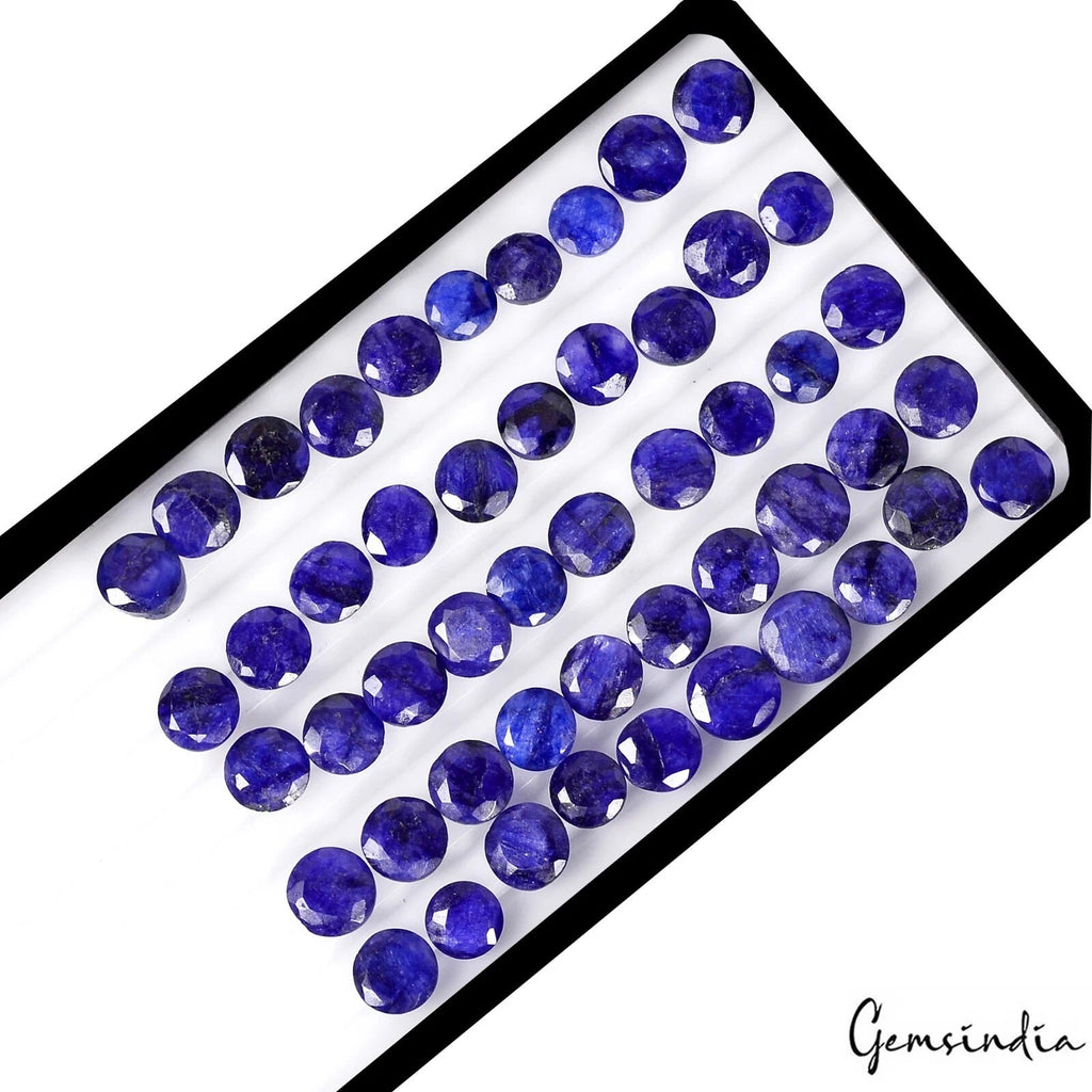 154.40 Ct Natural Blue Beryl Round Faceted Loose Gemstone Lot 50 Pcs For Jewelry