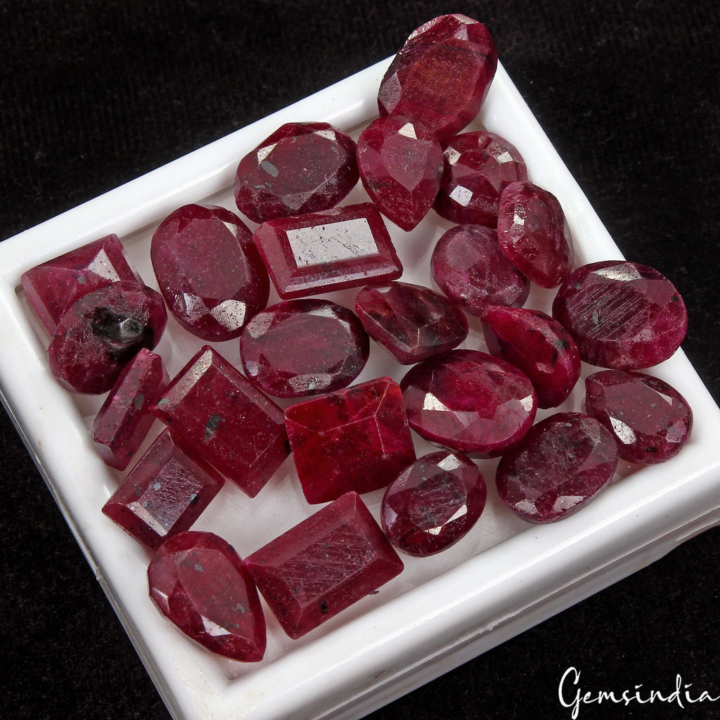 207 Cts Natural Red Ruby Mix Cut Loose Ring Size Certified Gemstones Lot~ 24 Pcs