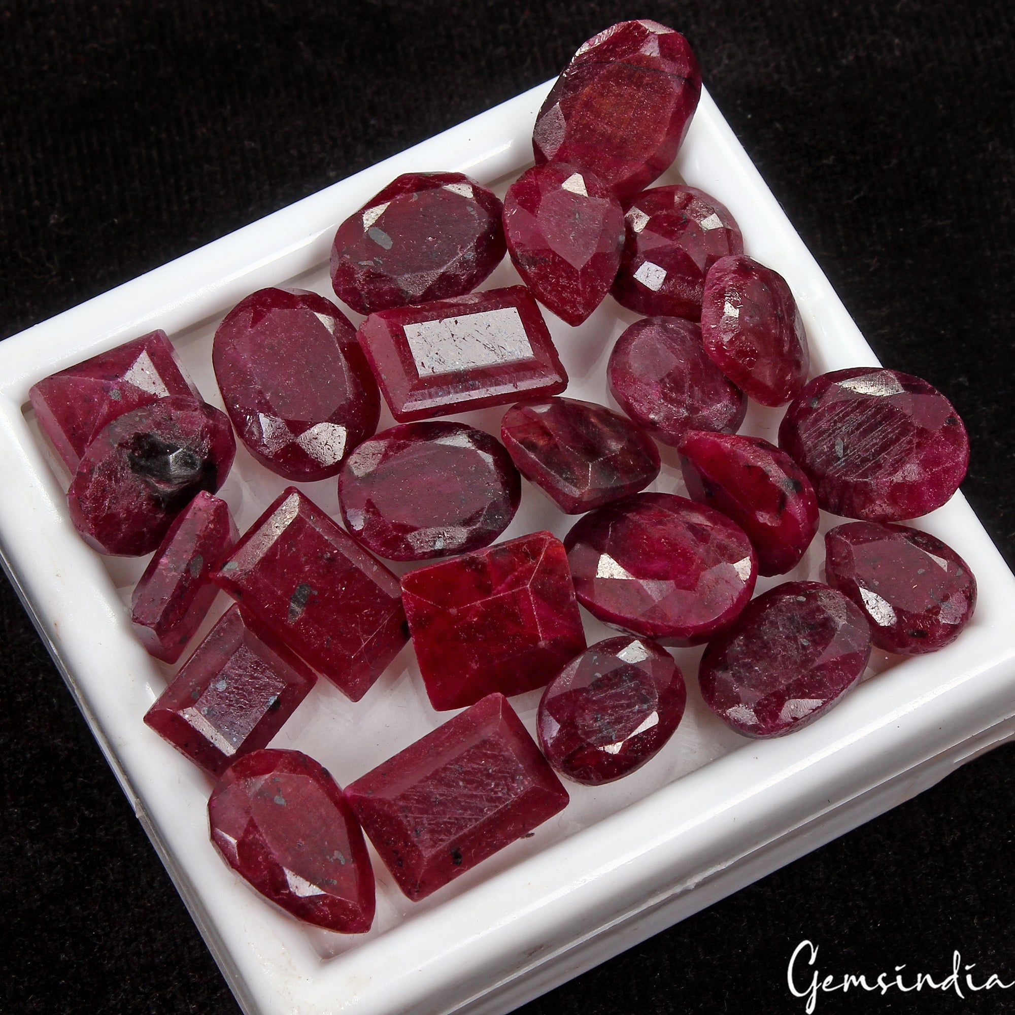 207 Cts Natural Red Ruby Mix Cut Loose Ring Size Certified Gemstones Lot~ 24 Pcs
