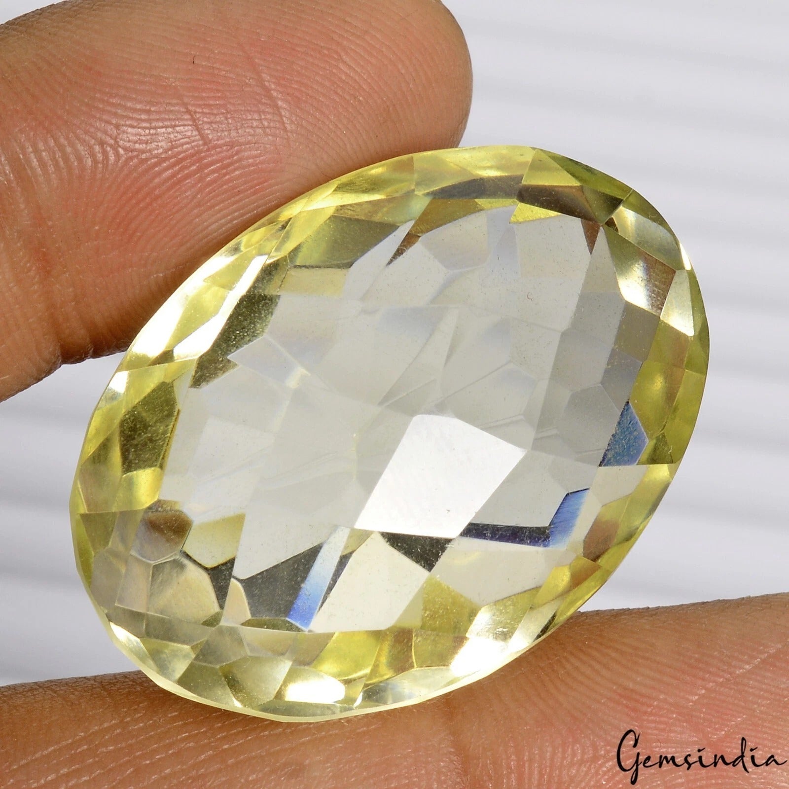 Certified 113.20 Cts Natural Untreated Lemon Citrine Quartz Oval Checker Cut Gem