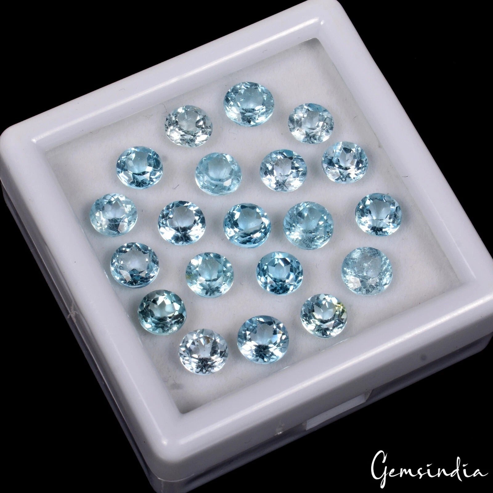 VVS 20Pcs Natural Sky Blue Topaz 5-6mm Round Cut AAA Quality Loose Certified Gem