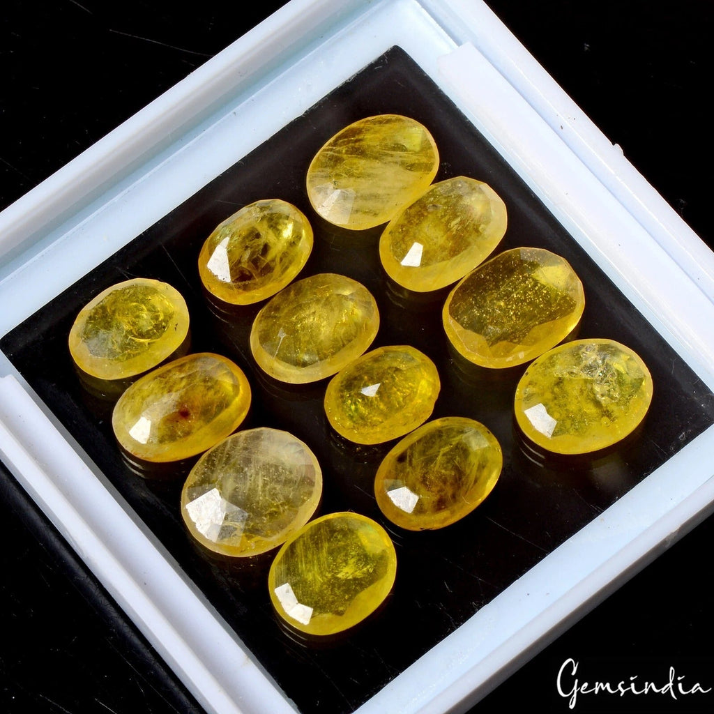 Srilanka Unheated Oval Cut Yellow sapphire 34.00 Ct Precious Gemstone Lot 8-10mm
