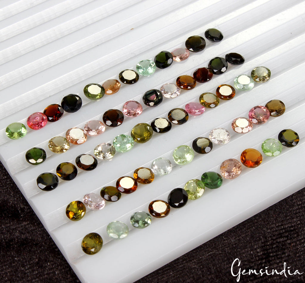 Certified 27.50 Ct Natural Multi Color Tourmaline 5mm Round Mozambique Gemstones