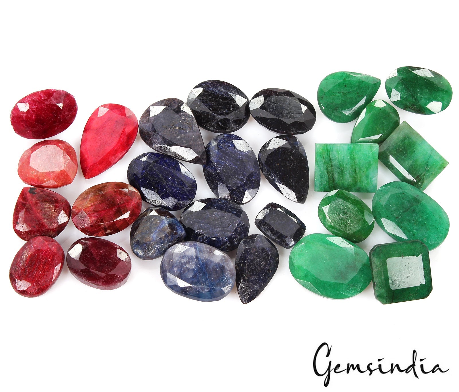 800 Ct/27 Pcs Natural Multi Color Emerald Ruby Sapphire Mixed Cut Loose Gems Lot