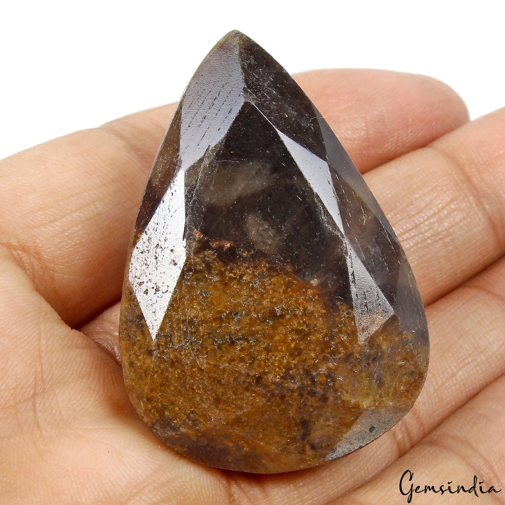 Certified 320 Ct Natural Orange Brown Sapphire Pear Cut Untreated Bi-color Gem