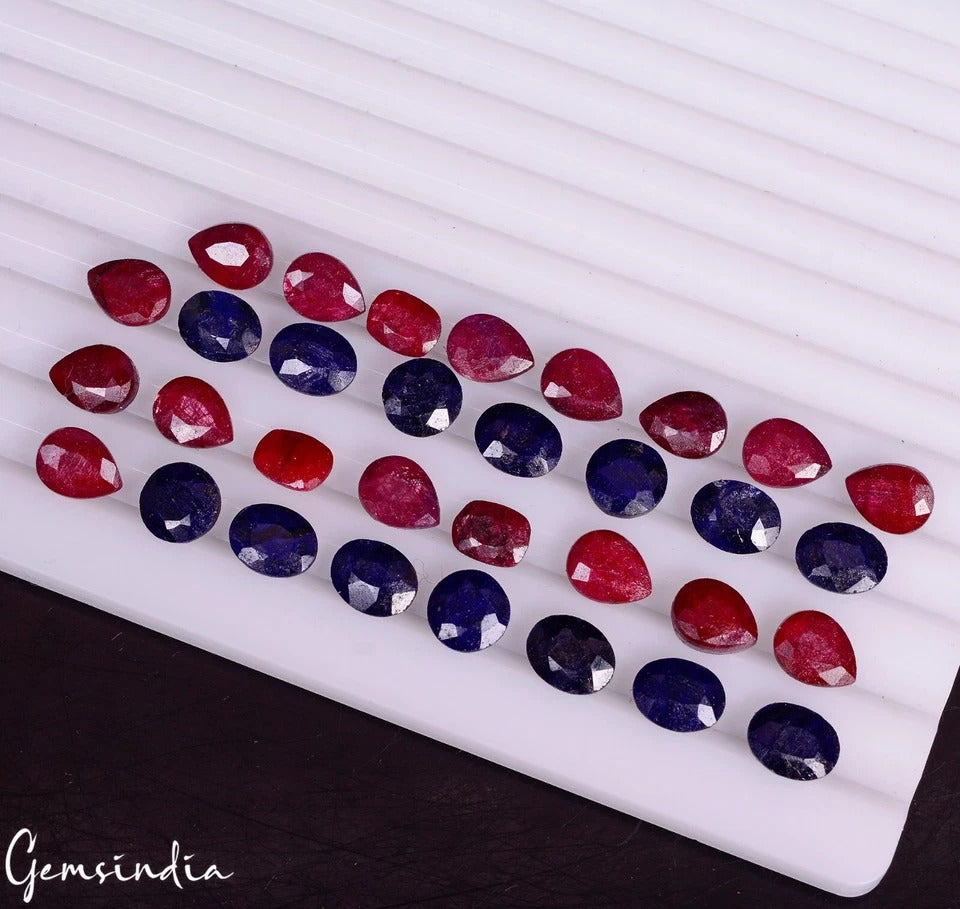 Ruby Lot, Loose Gemstone, Color Enhanced — 32 Pieces, 7mm to 8mm, 82.30 Ct