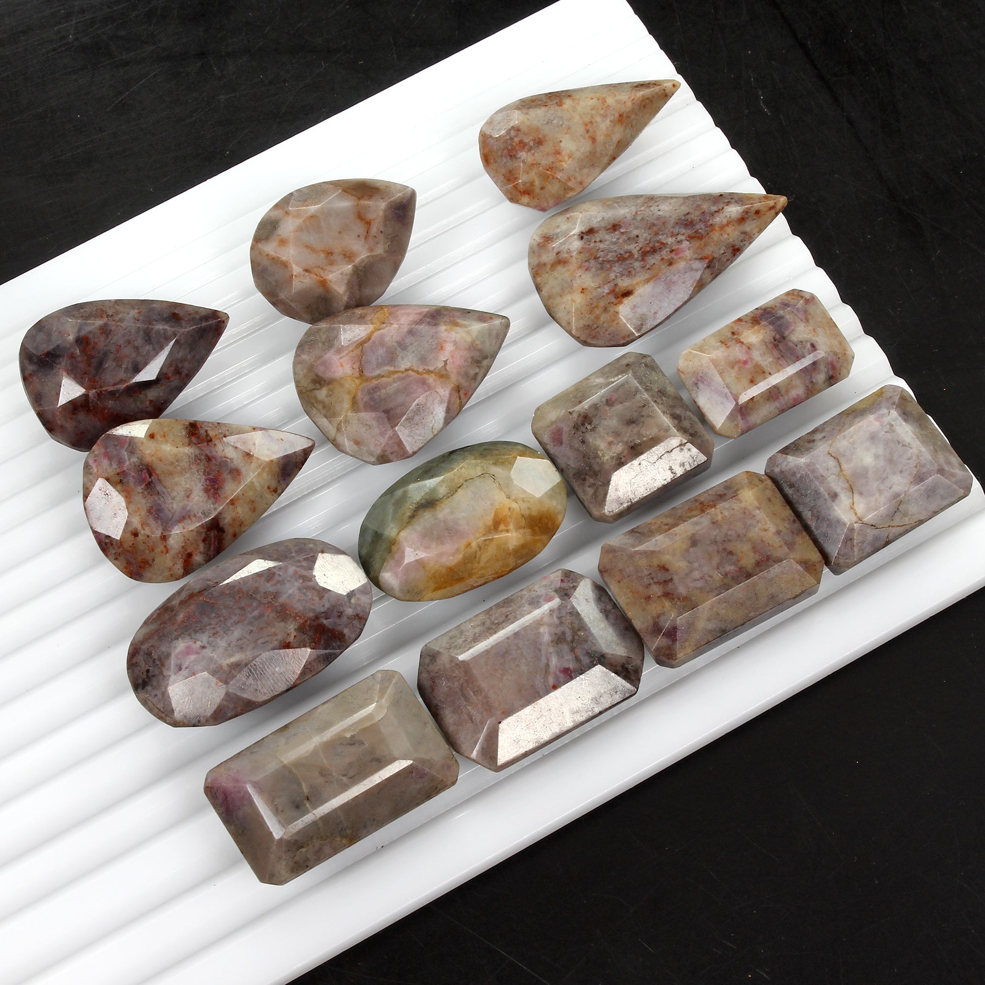 1200 Ct/14 Pc Natural Untreated Ruby in Crystal Matrix Mix Cut Wholesale Gem Lot