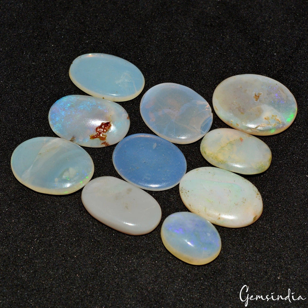 35.50 Cts/10 Pcs Natural Untreated Australian Multi Shine Opal Oval Cab Gems Lot