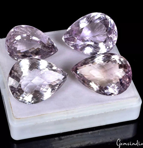 Amethyst Lot, Loose Gemstone, Lavender — 4 Pieces, 25mm to 28mm, 205.10 Ct