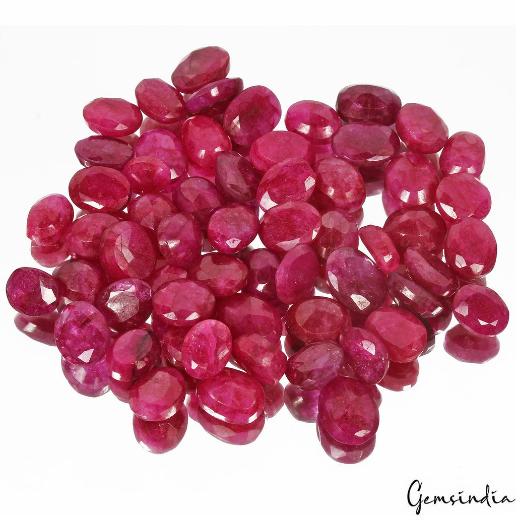 370 Ct/58 Pcs Natural Red Pink USA Beryl Bixbite Oval Cut Loose Gems For Jewelry