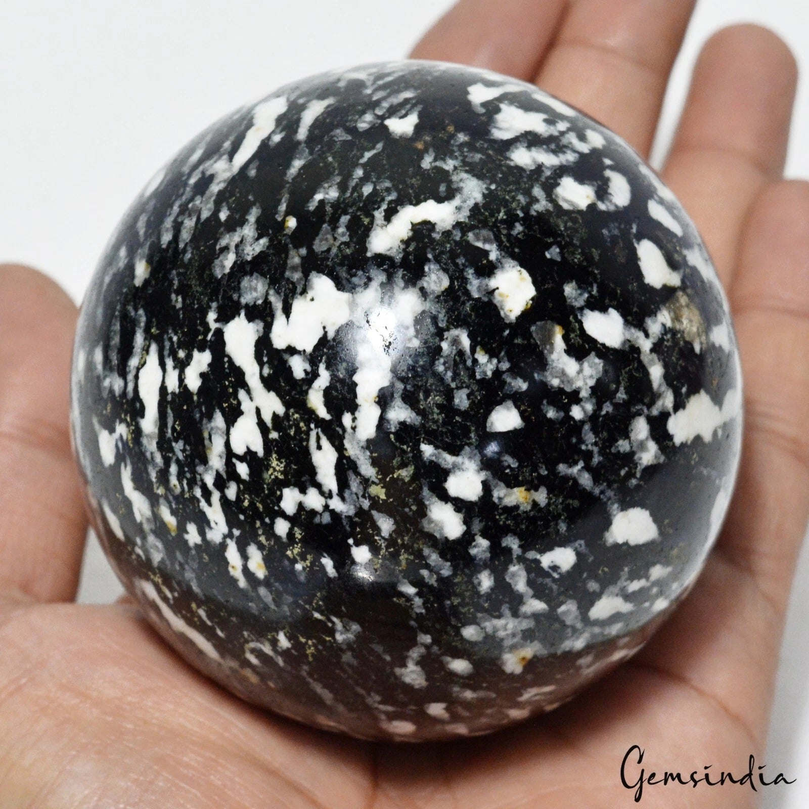3870 Ct Snowflake Obsidian 77mm Ball Sphere Gemstone Home Decor Reiki Healing