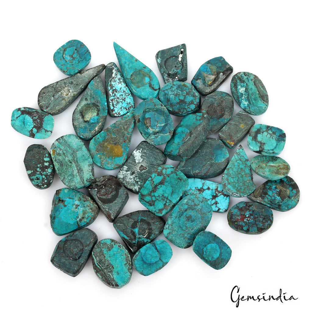 450 Cts/35 Pcs Natural Blue Spiderweb USA Turquoise Mix Cab Loose Gemstones Lot