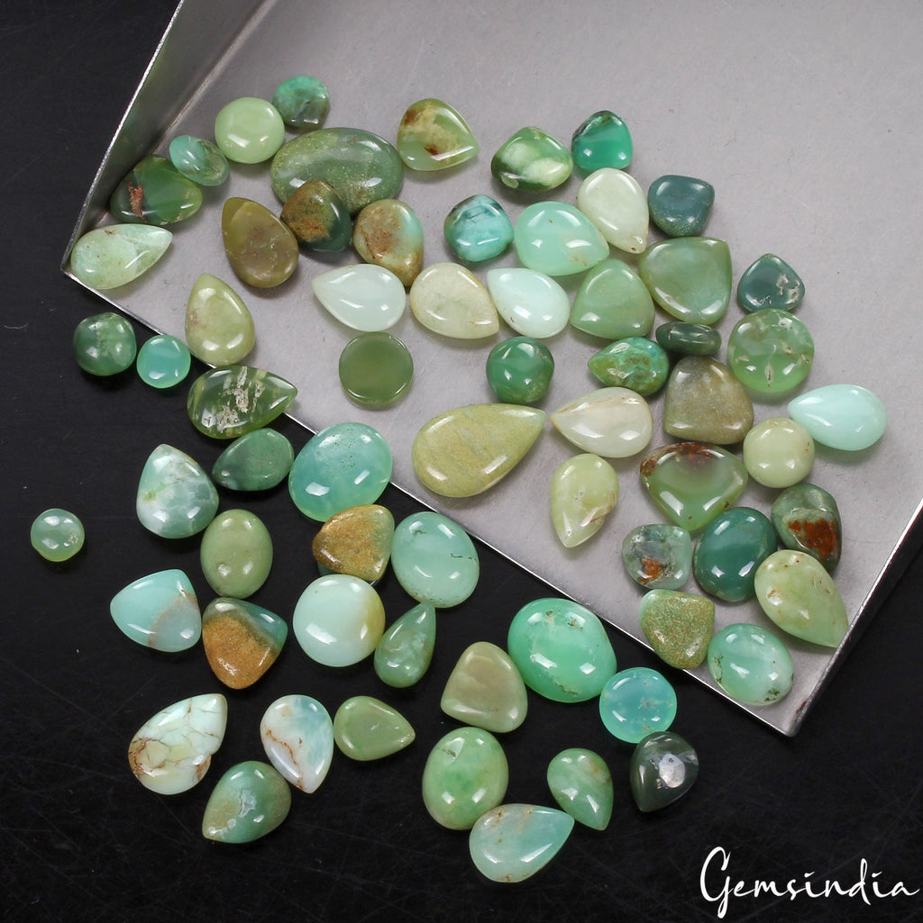 117.90 Cts/67 Pcs Natural Untreated Green Chrysoprase Mix Shape Loose Gems Lot