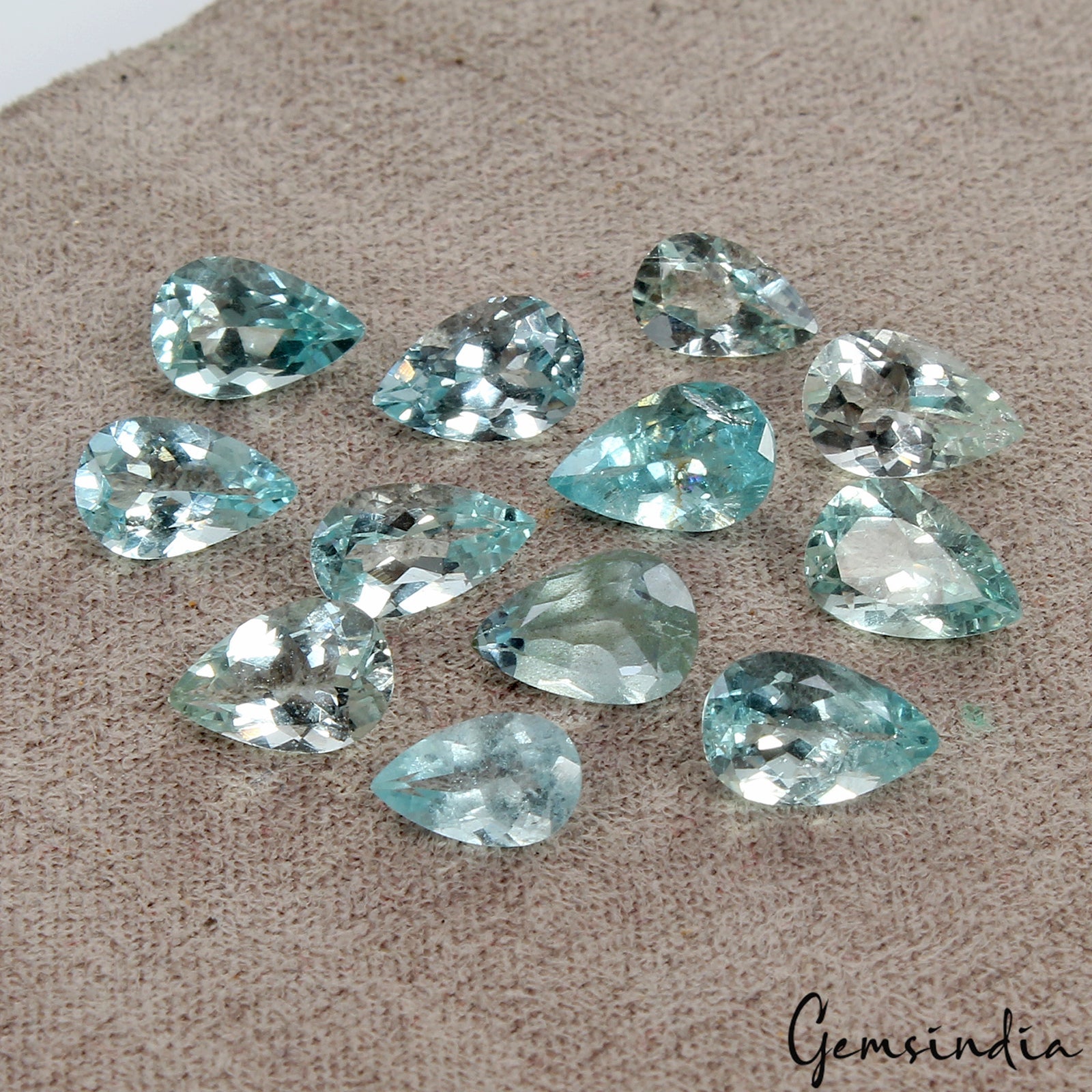 Pear Cut Natural Unheated Nice Blue Aquamarine 12.80ct 8-9mm 12pcs Lot Gemstones