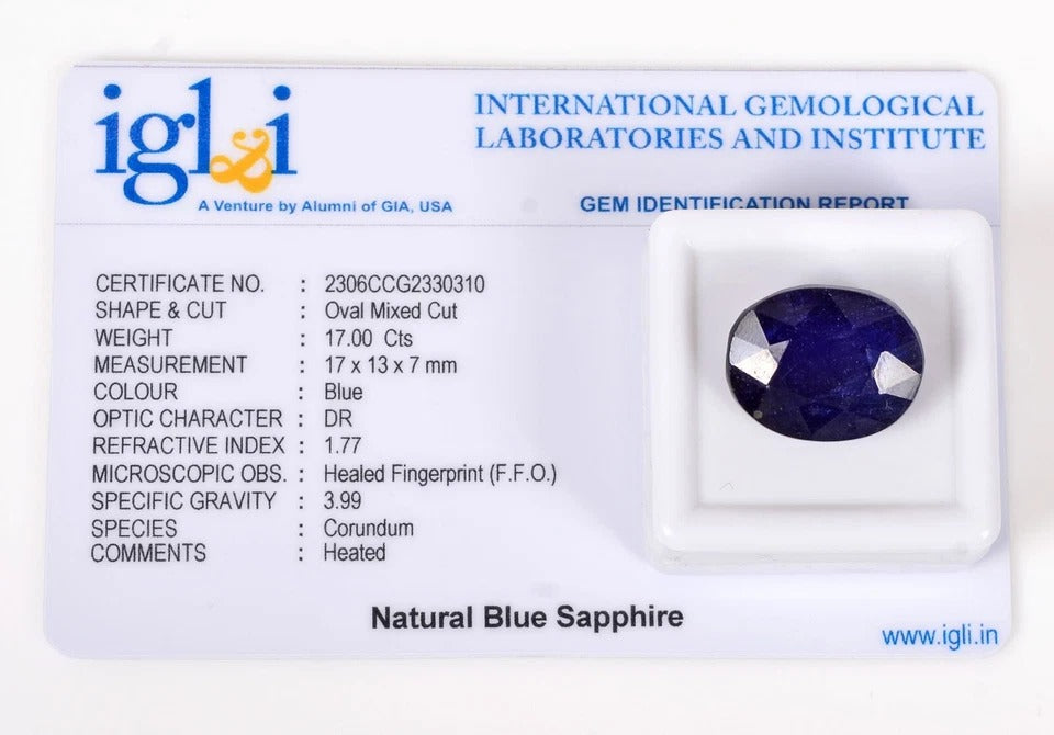 Ceylon Sapphire Loose Gemstone, Heated, Blue — 17x13x7mm, 17.00 Ct, Sri Lanka