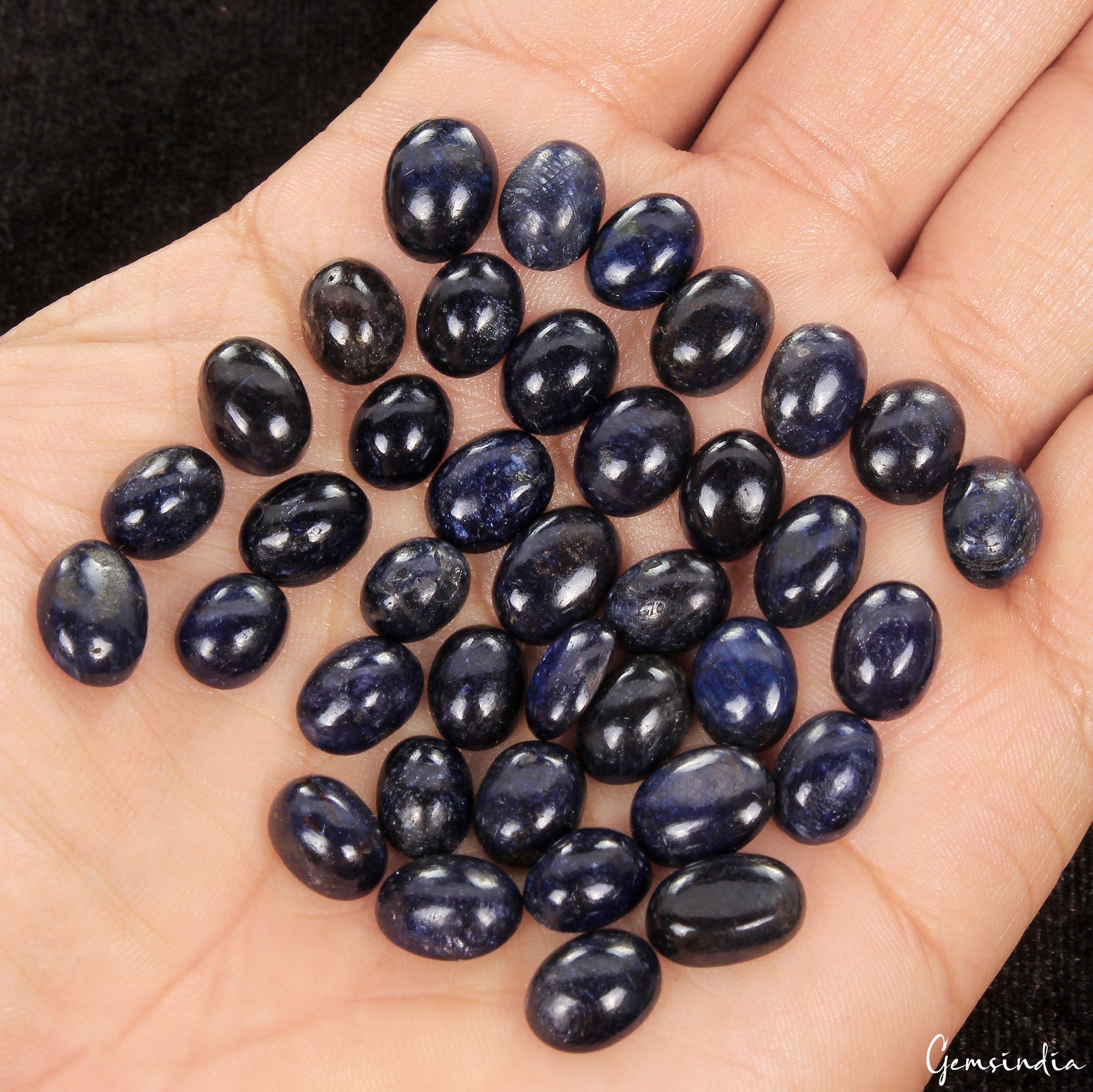150 Ct/38 Pcs Natural African Blue Sapphire Oval Cab Loose Gems Lot For Jewelry