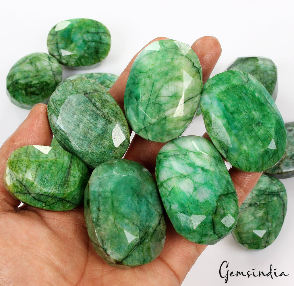 5000 Ct/14Pcs Natural Brazilian Green Emerald Oval Cut Loose Gems Wholesale Lot