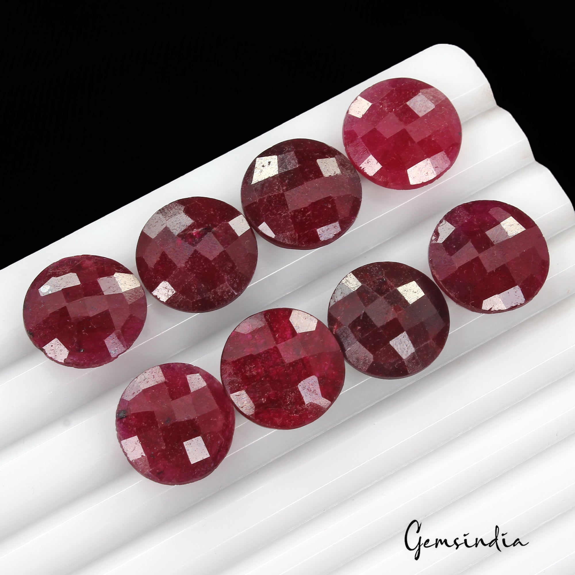 102.10 Ct Natural Red Ruby Round Checker Cut Loose Gems Pair For Making Earrings