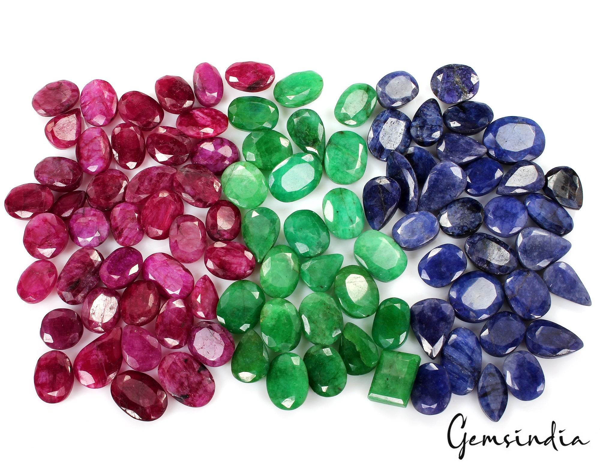 1500Ct Natural Red & Blue Beryl & Green Emerald Mix Cut Wholesale Gems Lot 95 Pc