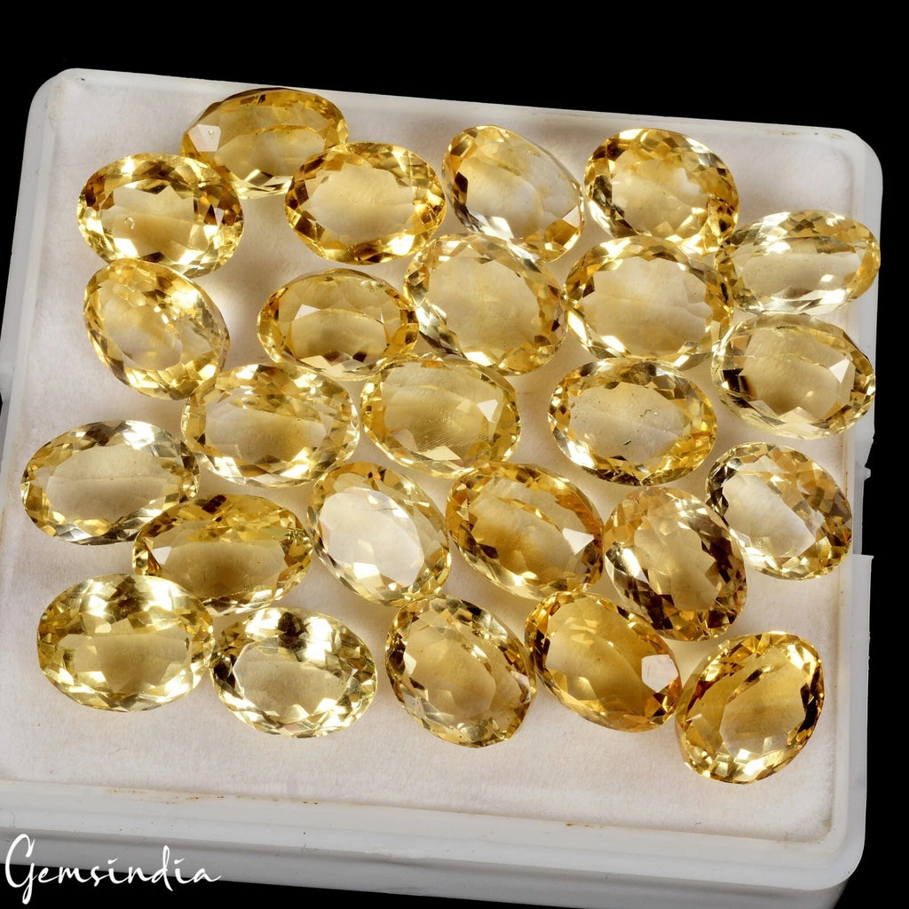 Citrine Lot, Loose Gemstone, Untreated, Yellow — 25 Pieces, 11mm to 12mm, 112.40 Ct, Brazil