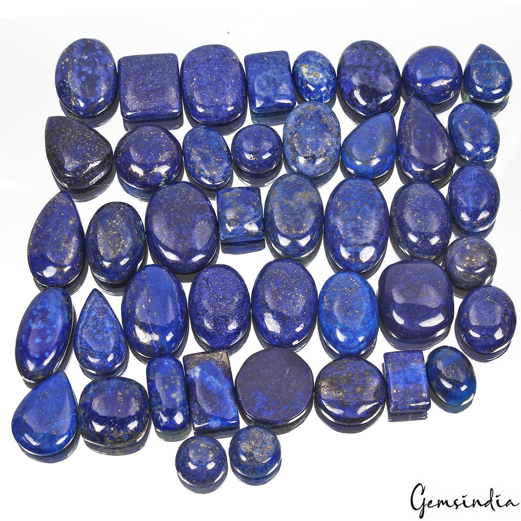 700 Cts/43Pcs Natural Blue Gold Pyrite Lapis Lazuli Mix Cab Loose Wholesale Gems