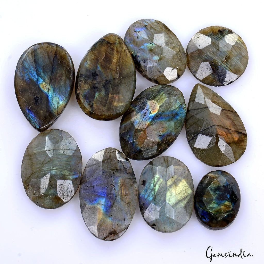 247.30 Ct Natural Untreated Blue Shine Labradorite Mix Checker Cut Loose Gems
