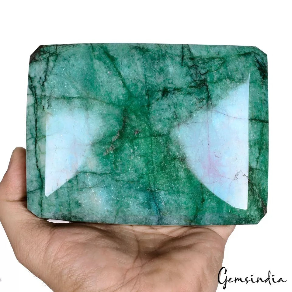 1.5 Kg Natural Brazilian Blue Green Emerald Octagon Cut Huge Size Loose Gemstone