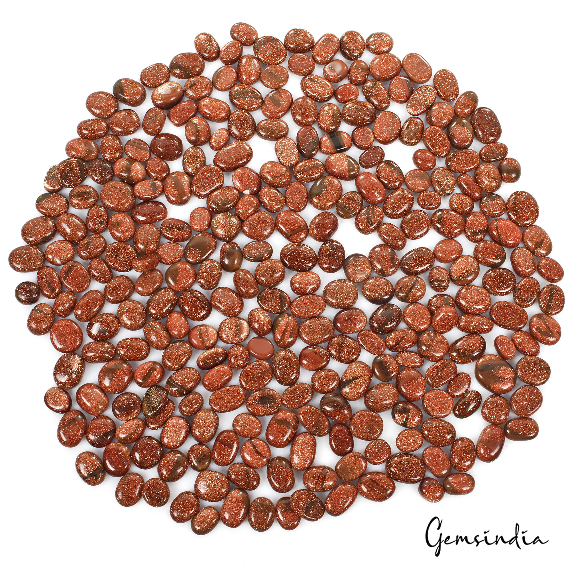 1380 Ct/268Pcs Natural Brown Glittering Shine Sunstone Oval Cab Gems For Jewelry