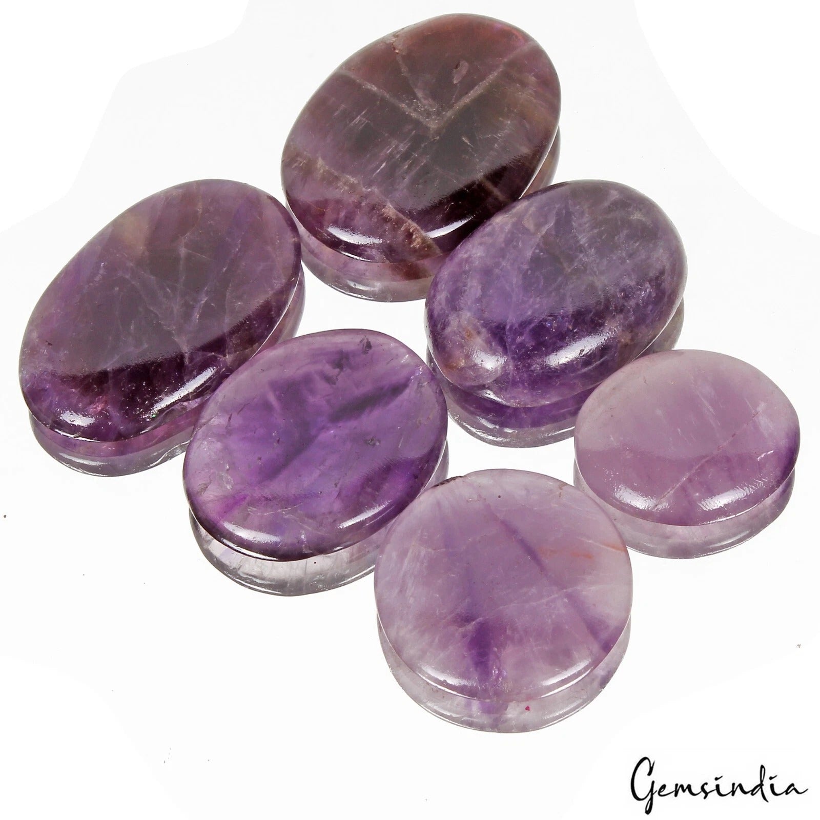 460 Ct/6 Pcs Natural Untreated Brazilian Purple Amethyst Oval Cab-30mm-47mm Gems