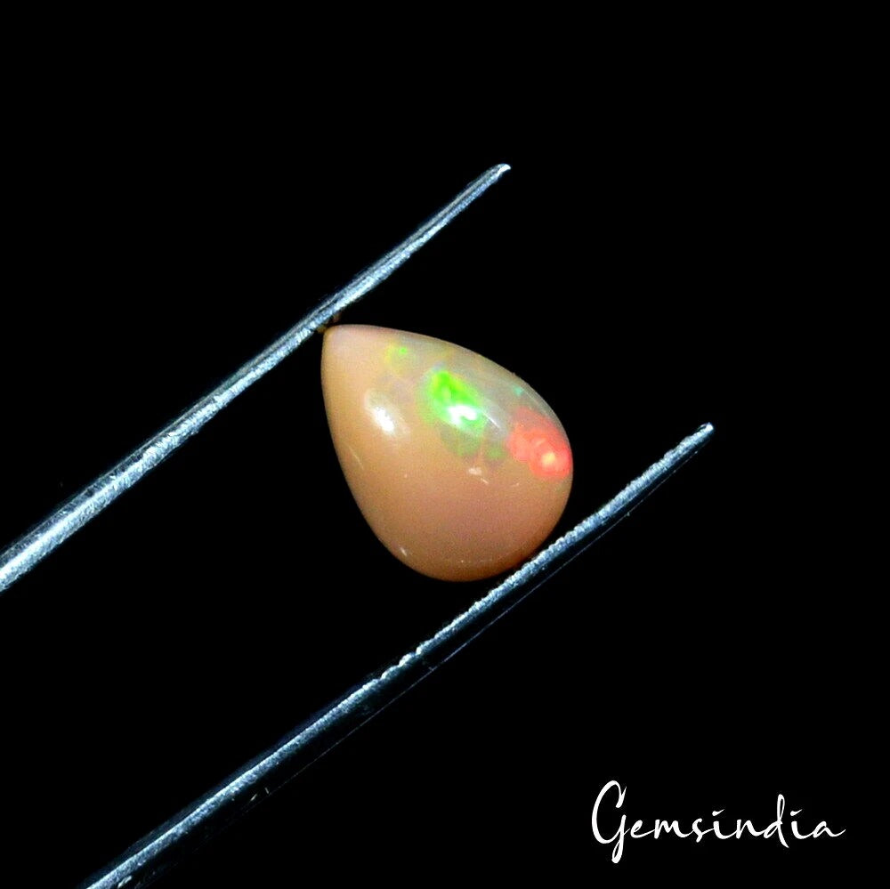Natural Ethiopian Pear Cab Multi Shine Opal Ring Size 2.00 Cts Gems For Jewelry