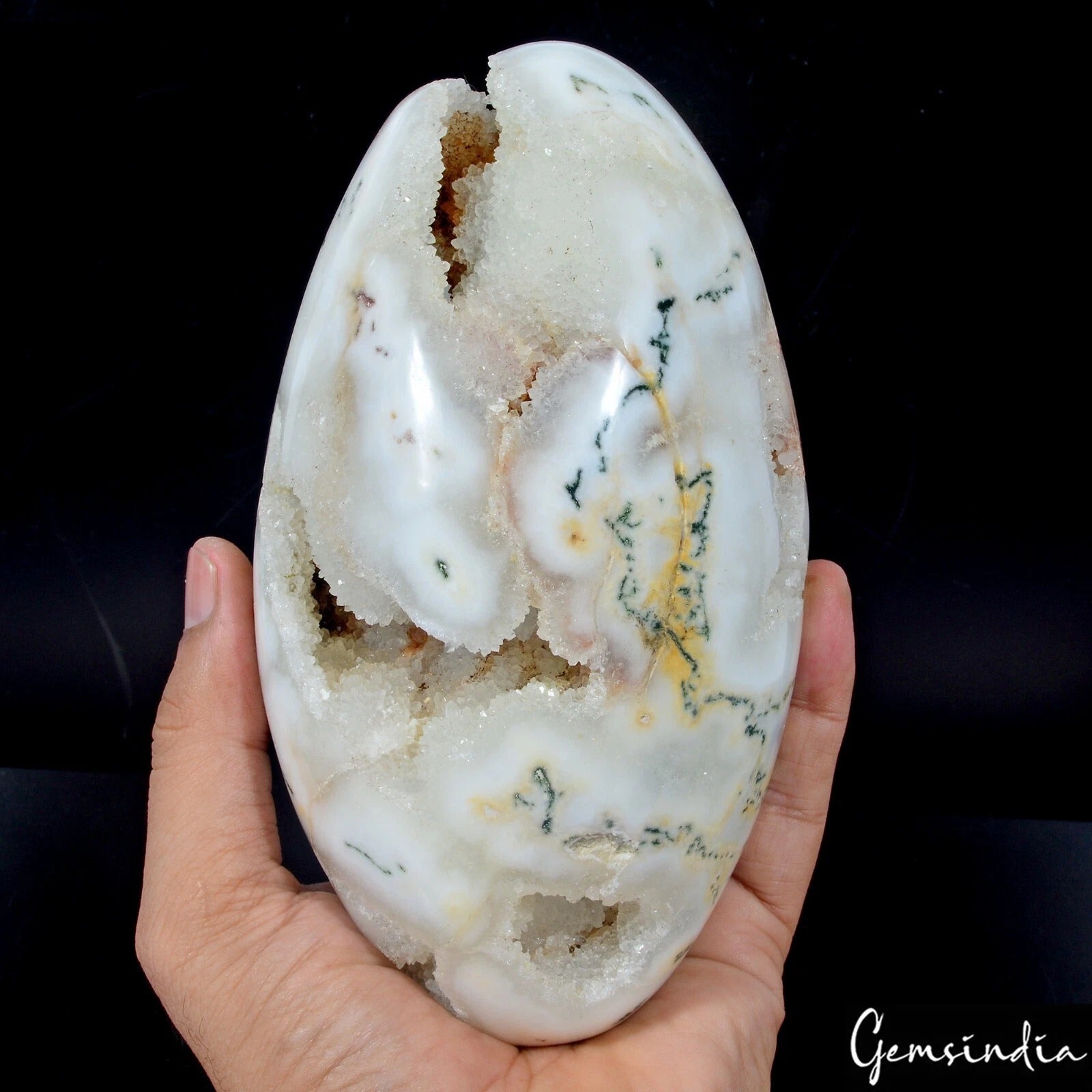 Moss Agate Sphere, Untreated — 6.75 x 3.75 Inch, 1.733 Kg (8665 Ct)