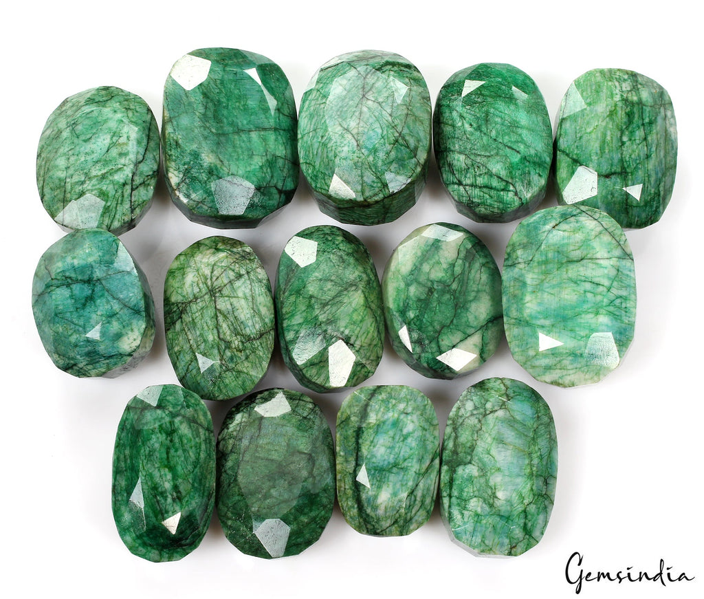 1 Kilo /14Pcs Natural Brazilian Green Emerald Oval Cut Loose Gems Wholesale Lot