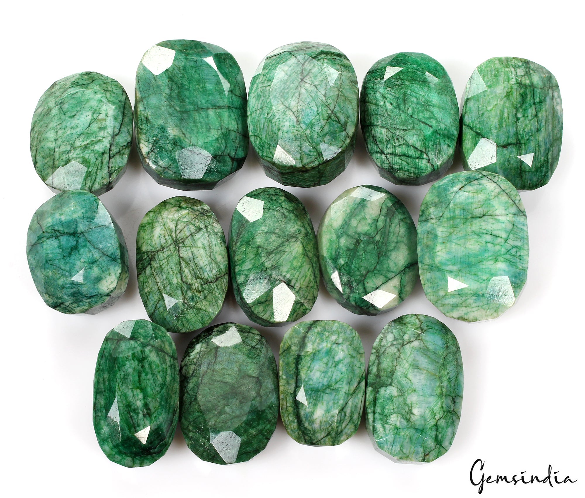 1 Kilo /14Pcs Natural Brazilian Green Emerald Oval Cut Loose Gems Wholesale Lot