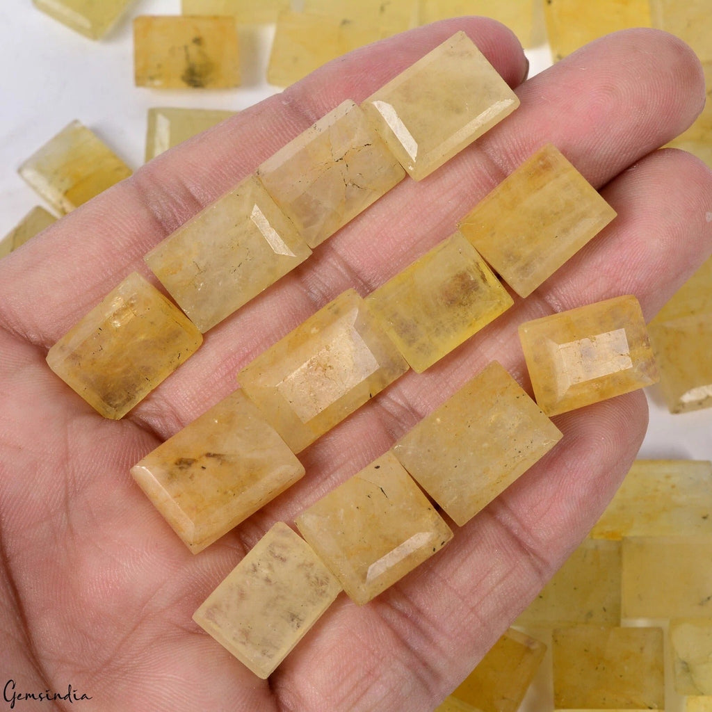 1000 Ct Natural Yellow Heliodor Beryl Baguette Cut Rare Loose Gemstones 14-19mm