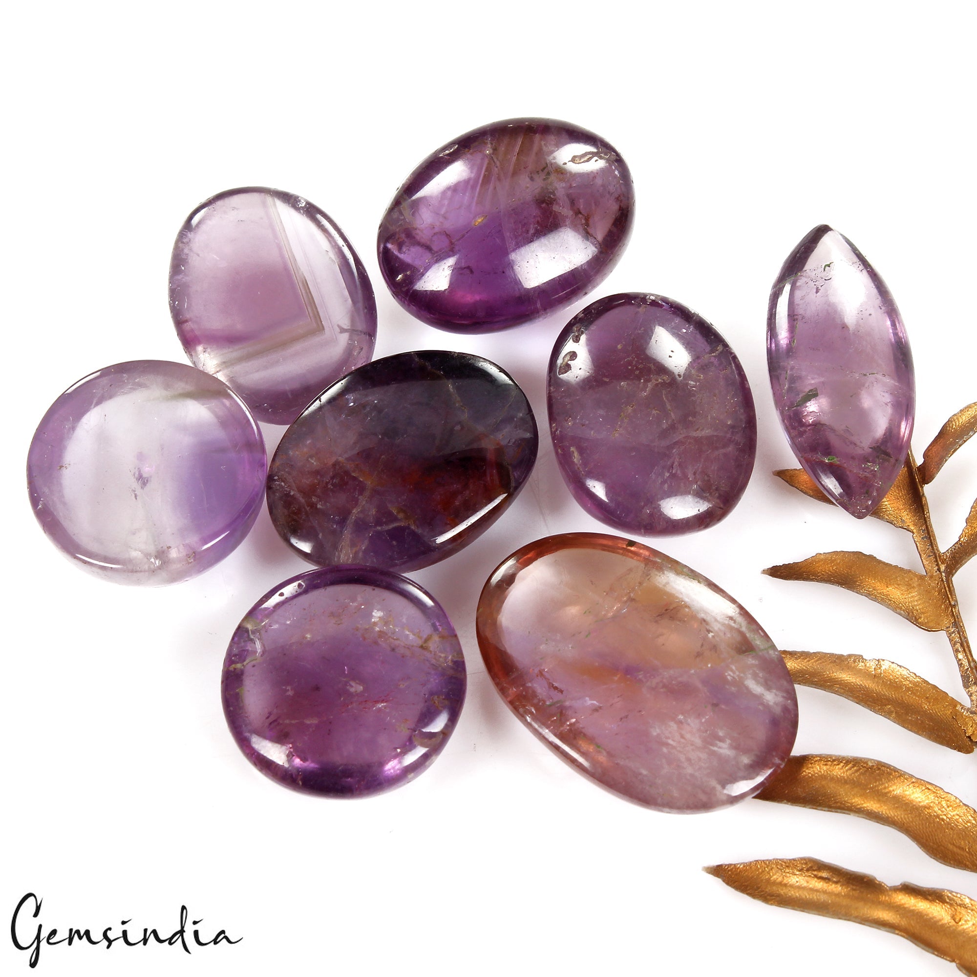 8 Pcs 240 Cts Natural Purple Amethyst Jewelry Making Mix Cabochon Lot 20-29mm