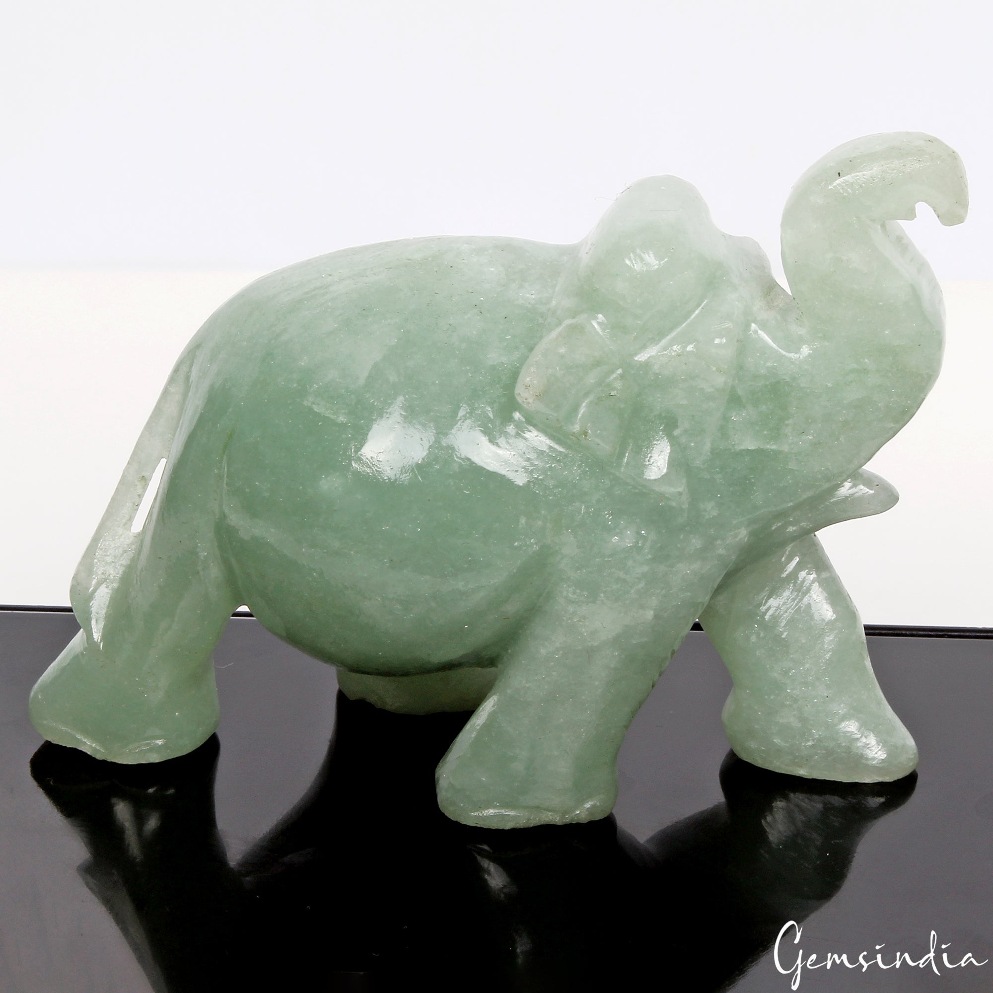 Handmade 855 Cts Natural Green Aventurine Elephant Sculpture Home Decor /Statue