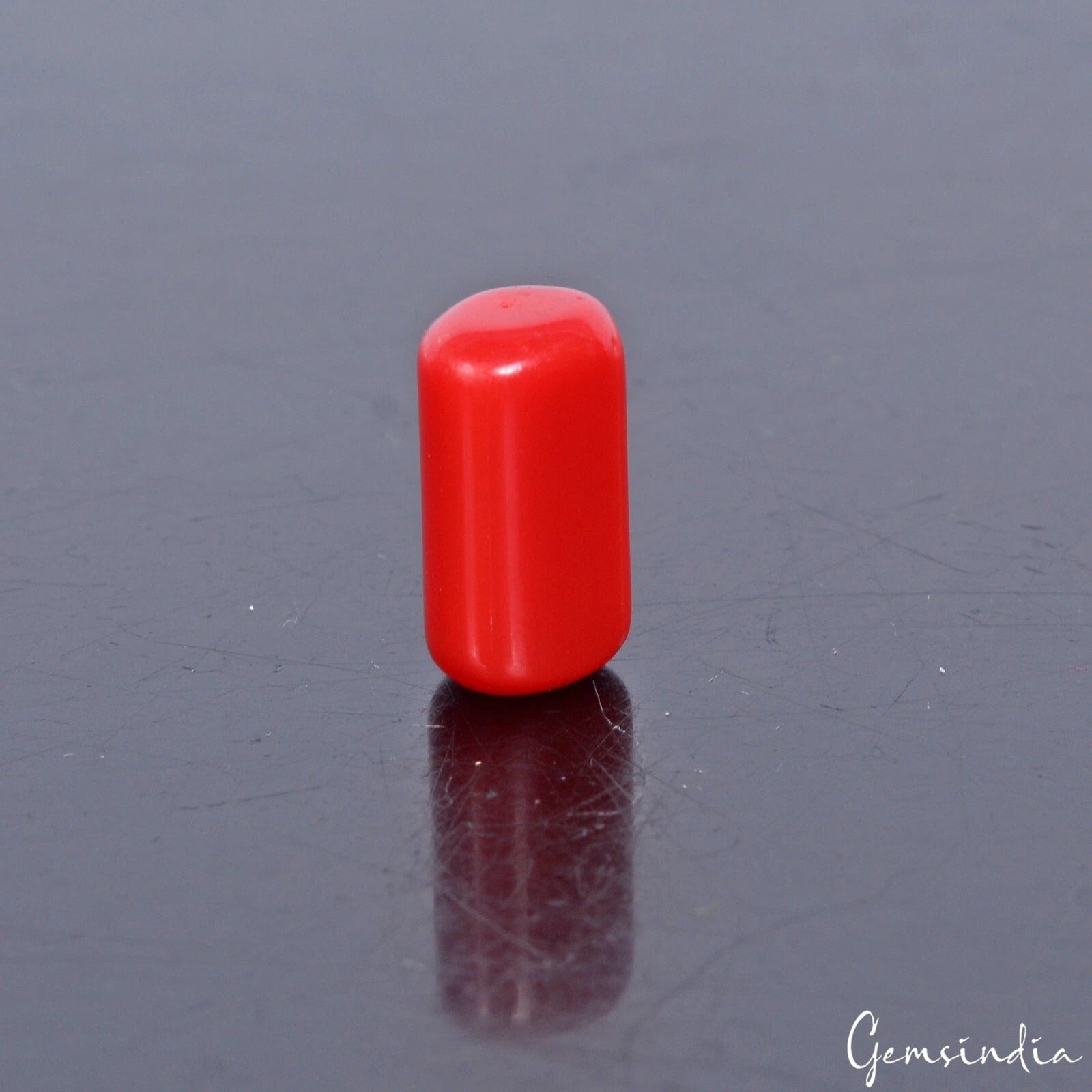 Coral Cabochon, Red — 14x7x6 mm, 6.30 Ct