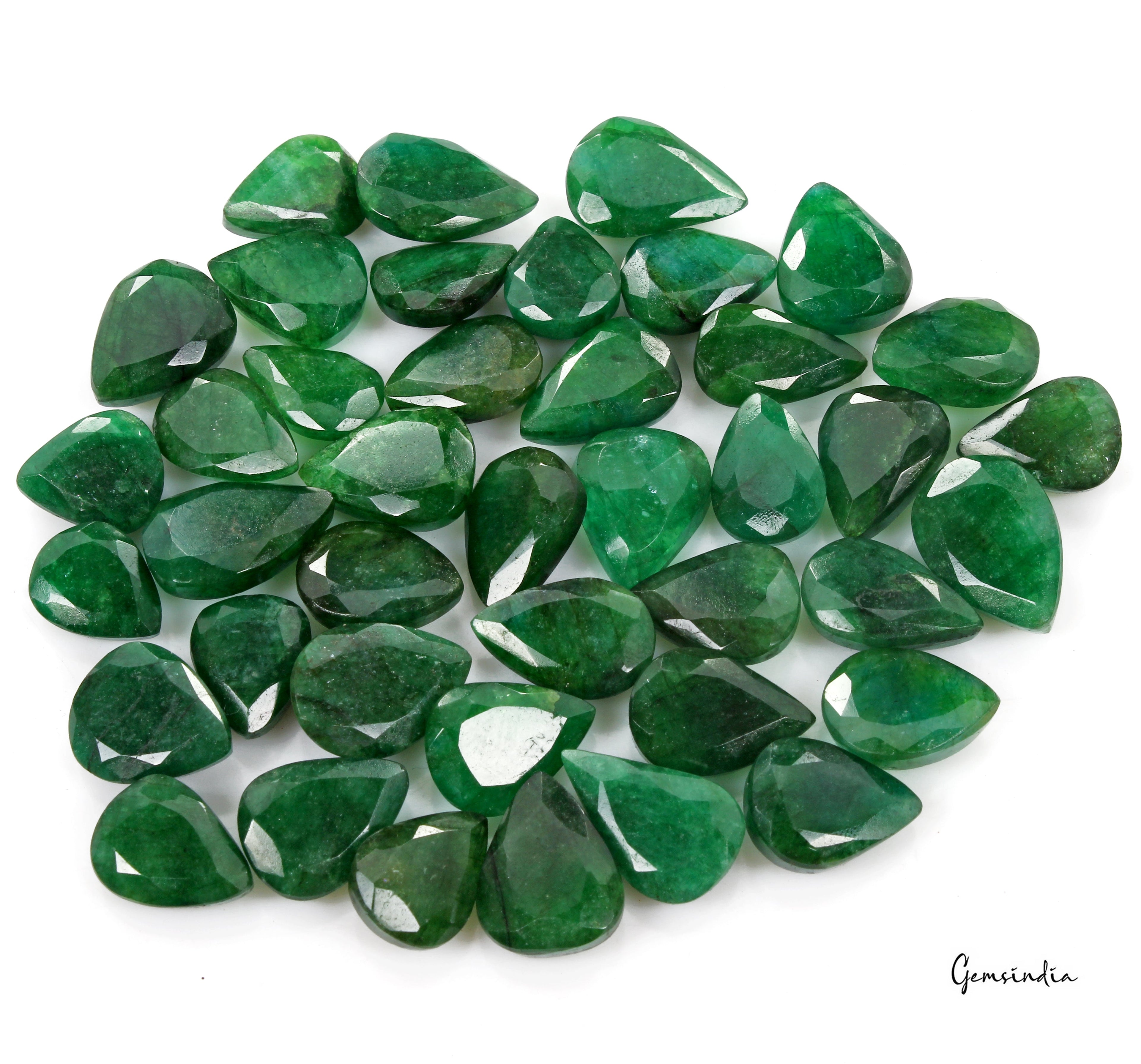 600 Cts Natural Finest Green Emerald Pear Cut Loose Ring Size Gemstones ~41 Pcs
