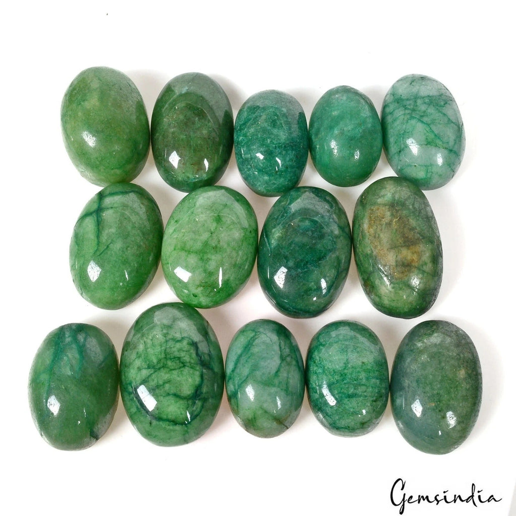 770 Cts/14 Pcs Natural Brazilian Green Emerald Oval Cab Loose Wholesale Gems Lot