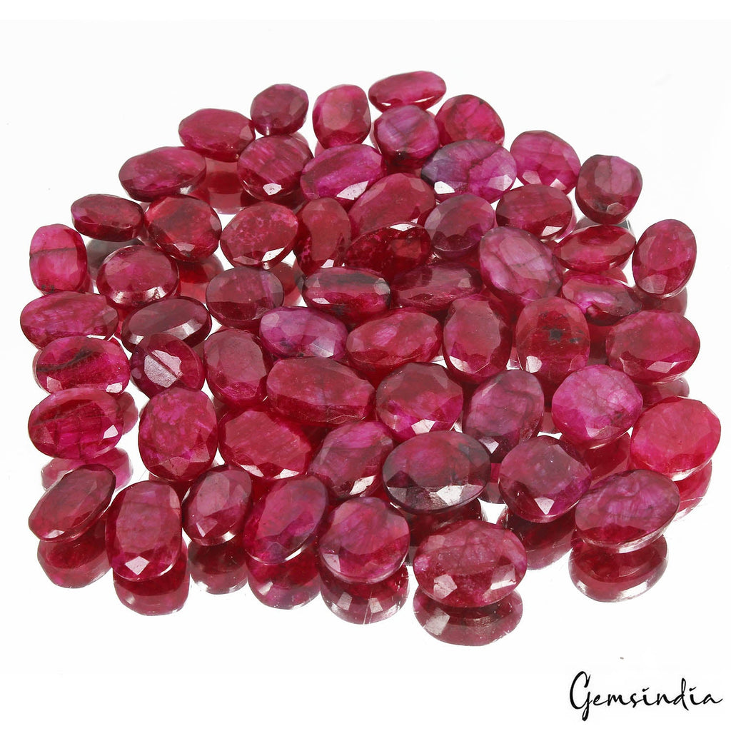 430 Cts/57 Pcs Natural Red USA Beryl Bixbite Oval Cut Loose Gems Lot For Jewelry