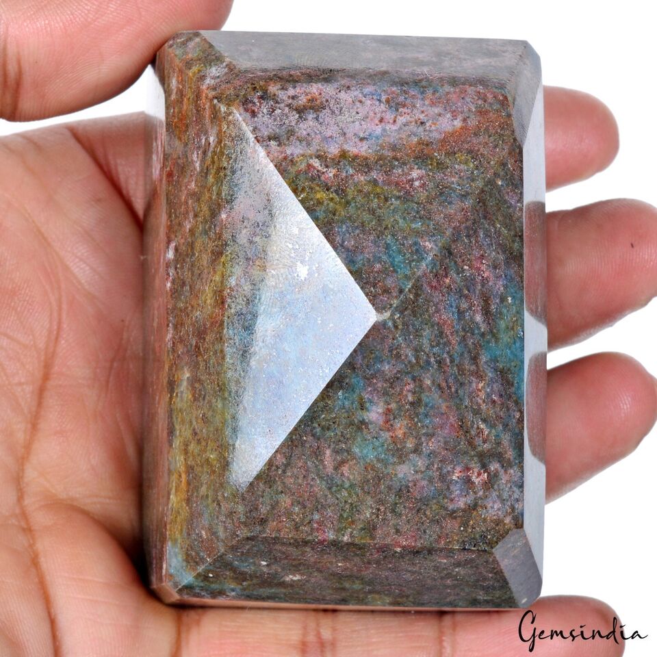 570 Gram Natural Untreated Ruby Kyanite Octagon Faceted Huge Size Loose Gemstone