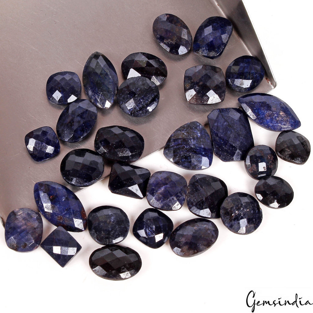 202.30 Cts/29 Pcs Natural Blue Sapphire Mix Checker Cut Loose Gems For Jewelry