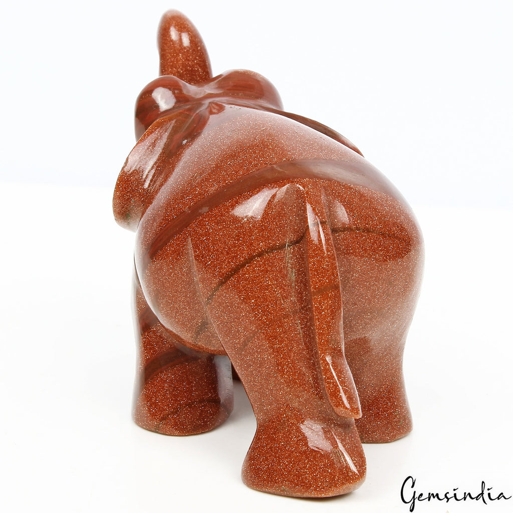 630 Ct Natural Sunstone Elephant Handmade Gemstone Sculpture/Home Decor Figurine