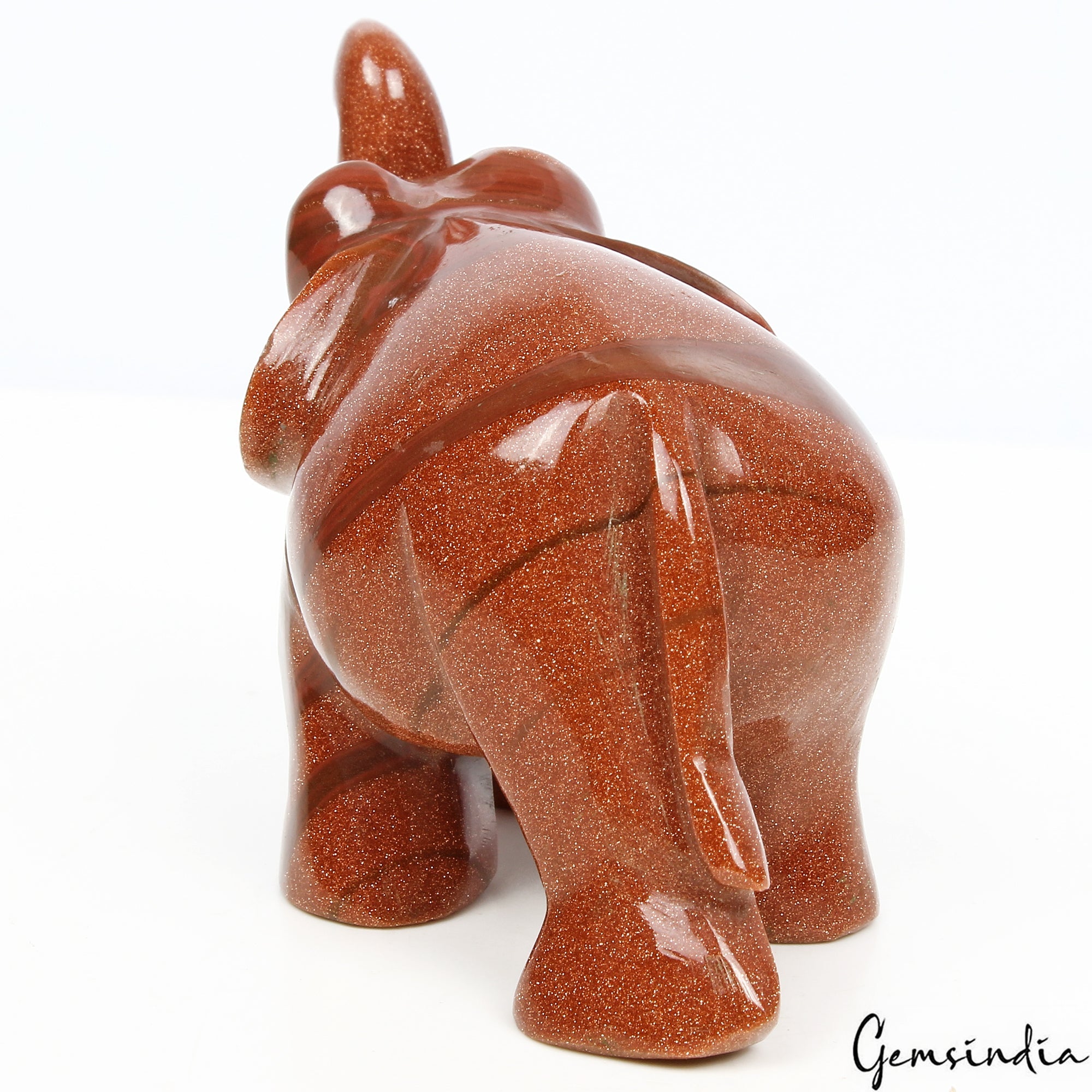 630 Ct Natural Sunstone Elephant Handmade Gemstone Sculpture/Home Decor Figurine