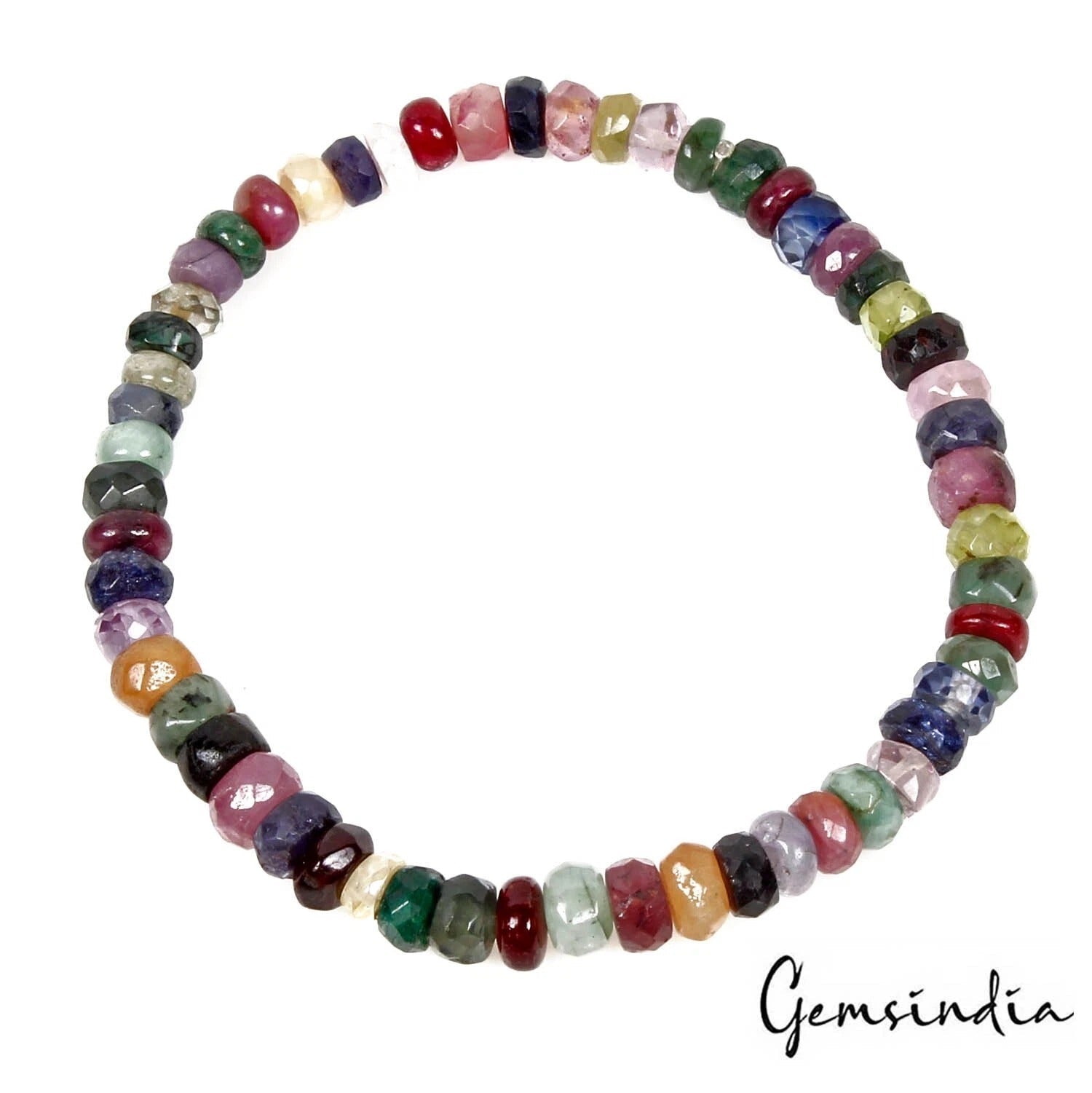Beautiful Multi Color Faceted Rondelle Gemstone Beads Women Bracelets 6''