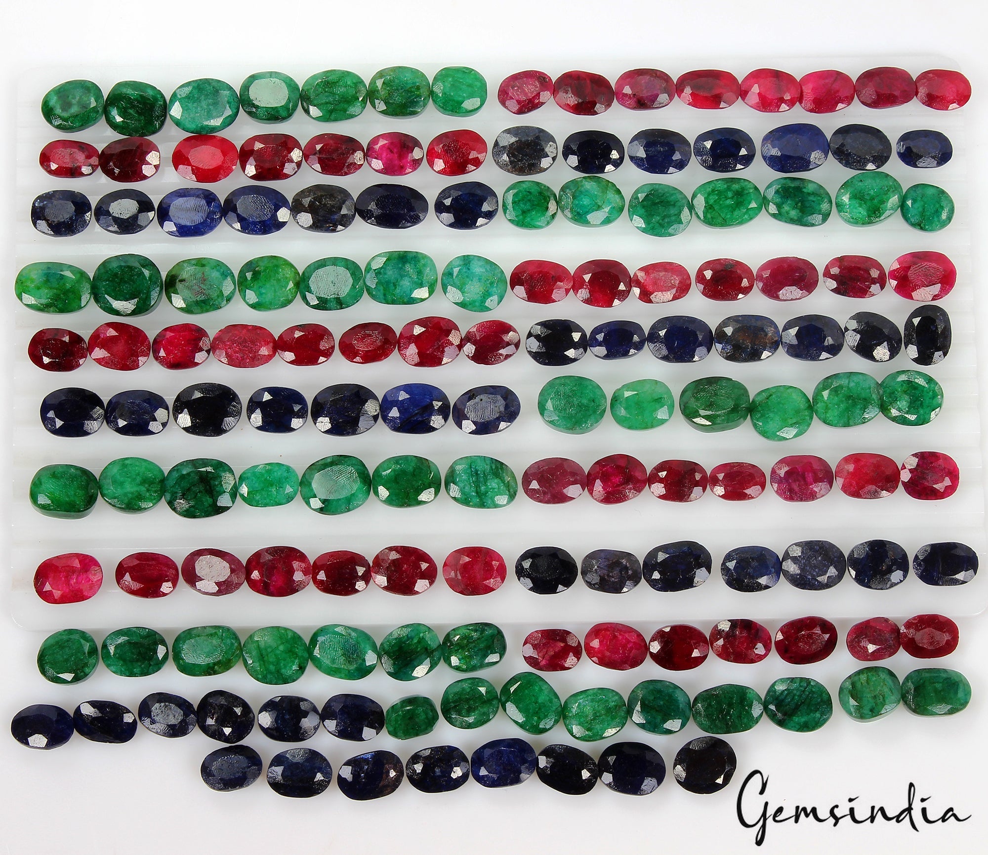 150 Pcs Natural Ruby Emerald Sapphire Oval Cut Loose Ring Size Gemstones 1350 Ct